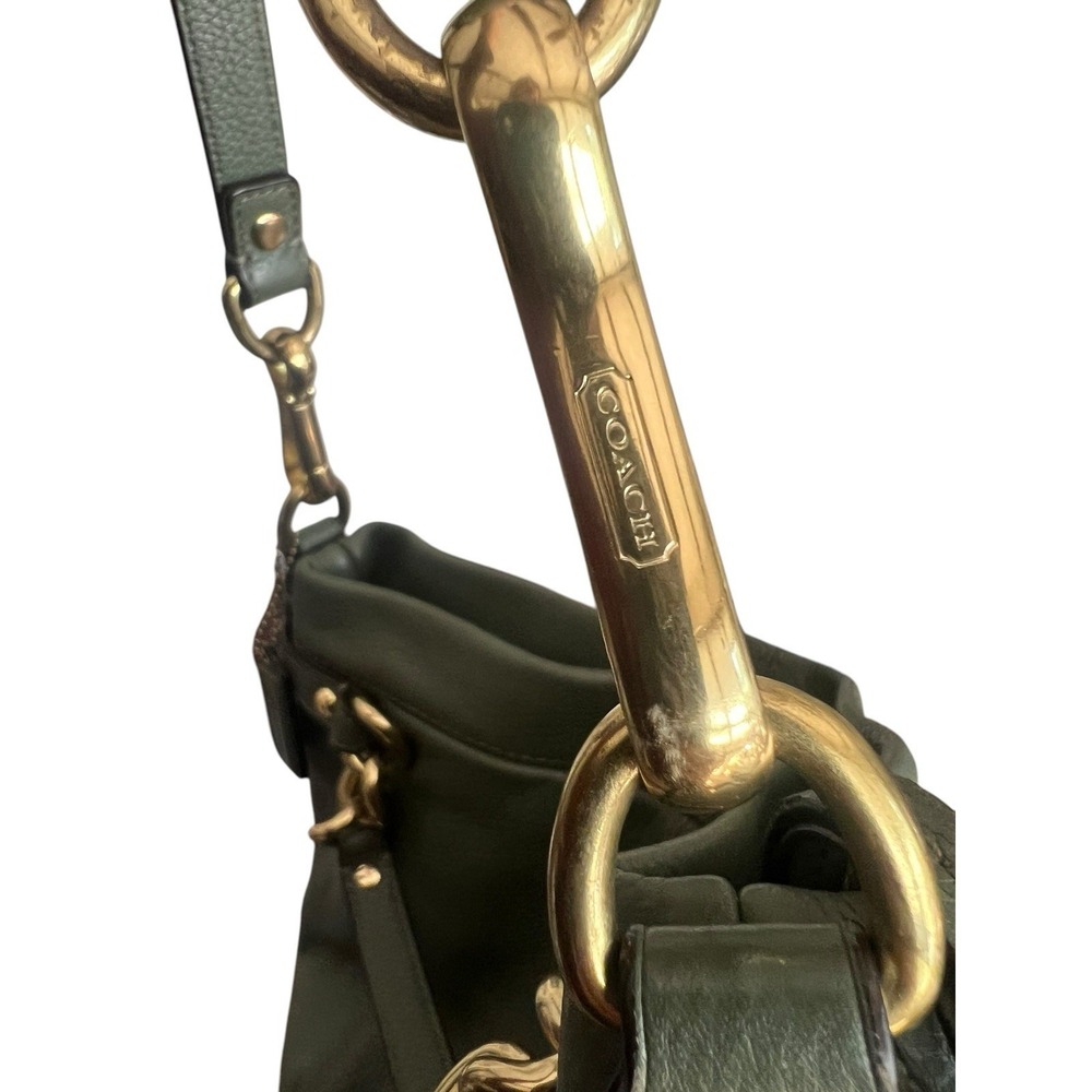 Coach Soft Pebbled Leather Green Shoulder Bag Brooke H1194-F17165 Gold Accents - Picture 5 of 16